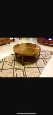 1 Big and 2 Small Round Wooden Coffee Table with Lower Shelf - Good Condition