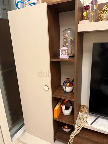 Wooden TV Entertainment Unit with Shelves - Good Condition
