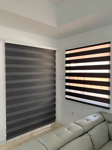 Black Zebra Roller Blinds (Pair) — Good Condition