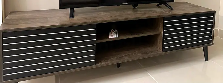 Modern Wooden TV Unit with Sliding Doors