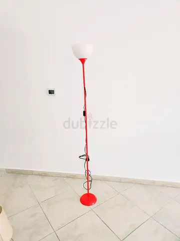 Modern Red Floor Lamp with White Shade