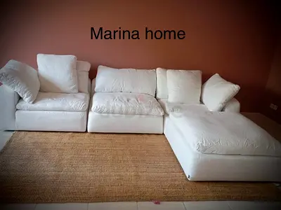 White color marina home luscious sofa with footstool