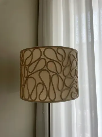 Beige Decorative Drum Lampshade with Raised Pattern