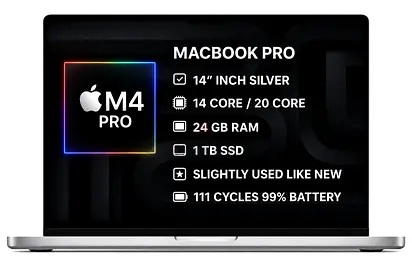 MacBook Pro 14” M4 Pro 24GB RAM 1TB SSD Silver | Like New
