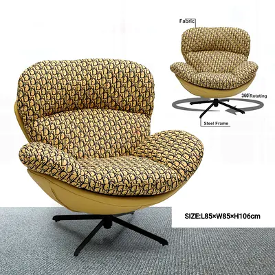 Comfortable Modern Swivel Lounge Chair with Fabric Upholstery