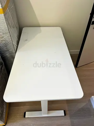 Simple White Motorised Standing Office Desk - Good Condition