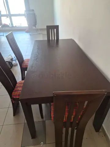 Solid Wood Dining Table with 4 Chairs — Used, Good Condition