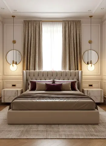 Elegant Upholstered King Bed with Tufted Headboard - Neutral Tone