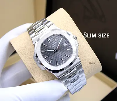 Patek Philippe Stainless Steel Mens Sport Watch - Slim Silver Bracelet