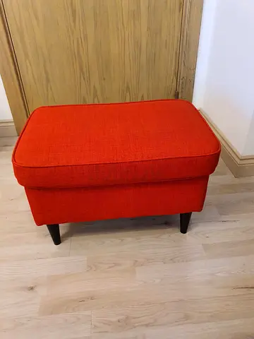 Red Fabric Ottoman / Footstool