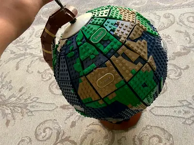 Globe LEGO-style Puzzle - Assembled Display Model