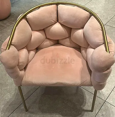Pink Velvet Tufted Accent Chair with Gold Frame