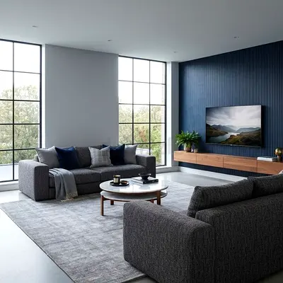 Modern Luxury Blue 2 Seater Sofa Set – Brand New