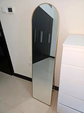 Full-Length (175cm x 40cm) Arched Floor Mirror with Slim Gold Frame