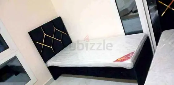 Modern Single Bed with Upholstered Geometric Headboard