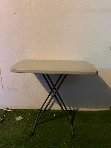 Compact Foldable Side Table - Lightweight Plastic Top with Metal Legs