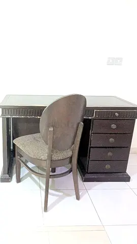 Wooden Office Desk with Drawer Unit and Chair - Good Condition