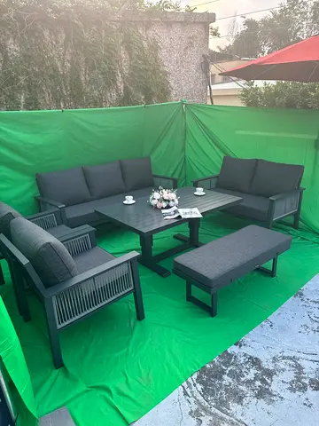 Outdoor 6-Seater Garden Sofa Set with hydraulic table bench outdoor furniture