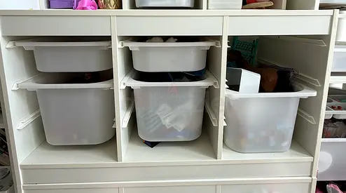 IKEA White Storage Organizer with Removable Bins - Ideal for Kids Room