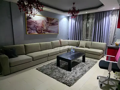 Large L-shaped Modular Fabric Sofa - Light Grey, Excellent Condition
