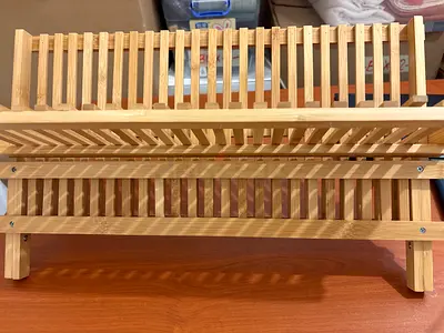 Wooden Foldable Dish Drying Rack - Natural Bamboo