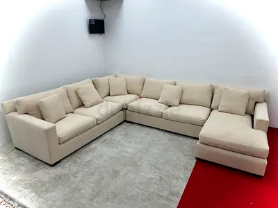 Selling beige color cratebarrel Ushape sofa