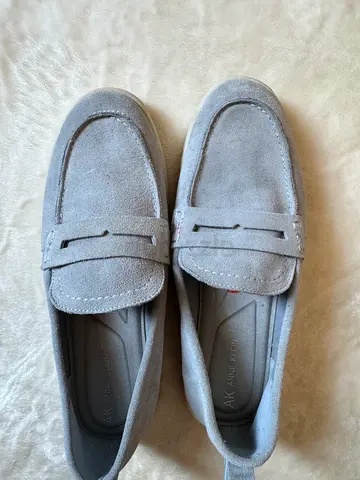 Light grey suede loafers by Anne Klein, size 9 1/2