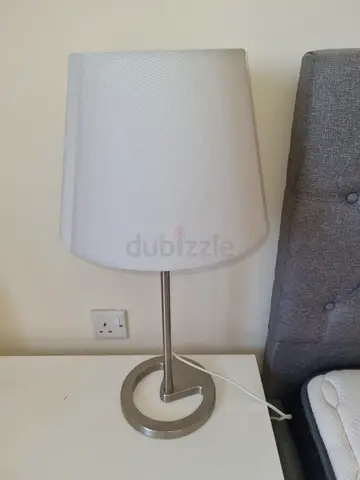 Simple Silver Bedside Table Lamp with White Shade