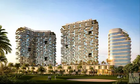 DAMAC District 1BHK Live Work Play in developed community Damac Hills Its with Live, Work and Play concept With Stunting view of Trump International