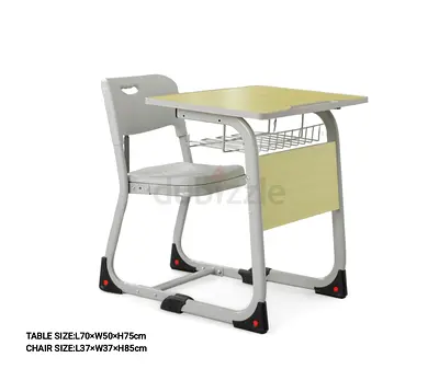 Single Student Desk and Chair Set - Light Wood Finish
