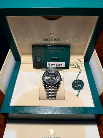 Rolex Datejust 41 mm , Wimbledon Dial, Stainless Steel Jubilee Bracelet with Box and Papers