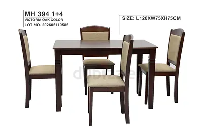Wooden 4-Seater Dining Table Set - Victoria Oak Color (L120xW75xH75cm)