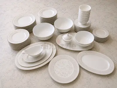 Villeroy  Boch Gray Pearl Bone China Set for 12, with rare Hostess Serving Pieces (Discontinued)