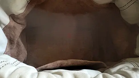 Cream leather bag - gently used, spacious interior