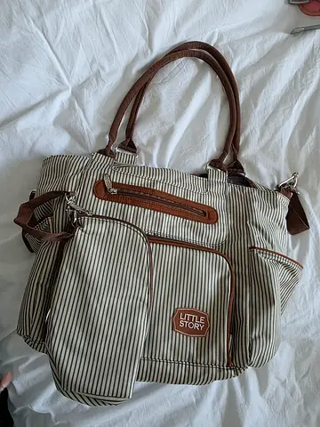 Striped Little Story Diaper Bag / Mum Bag with Multiple Pockets