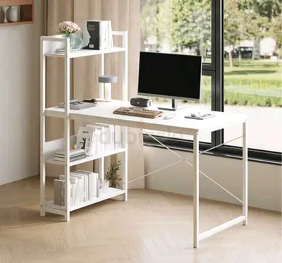 JANTENS Computer Desk Gaming Desk Home Office Desk, With 3 Tier Shelves For Office, Study Or Gaming,