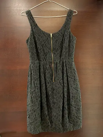 Black Lace Sleeveless Dress with Front Zip - Size S-M