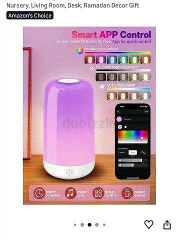 Smart Color-Changing LED Bedside Lamp with App  Touch Control