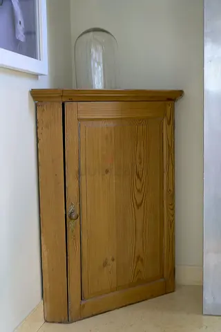 British antique pine wall cabinet