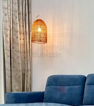 Big Rattan floor lamp with bulb