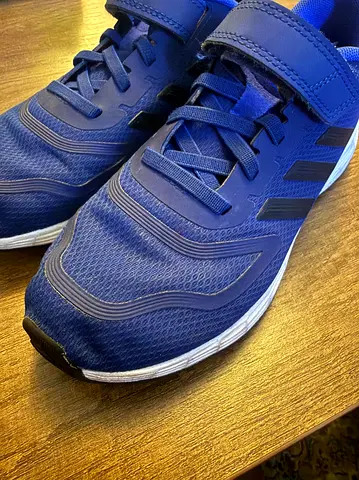 Blue kids athletic sneakers with velcro strap - size available