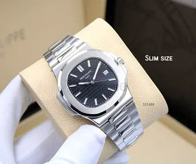 Patek watch Stainless Steel Mens Luxury Black Dial