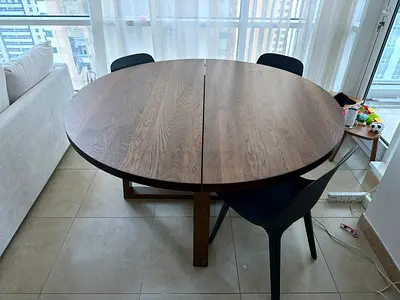 IKEA Round Extendable Wooden Dining Table - Seats 4-6