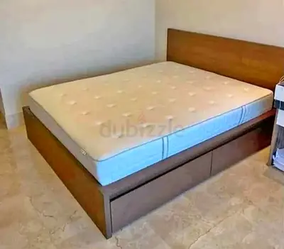 Malam queen size bed 160/200cm bed with 2 storage drawers underneath and Ikea mattress is available