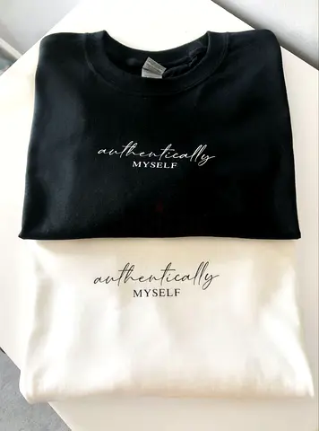 Authentically Myself crewneck sweatshirts - black  white, unisex, new
