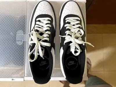 Black  White Nike Sneakers, Just opened tried inside house , size available US 10 / UK 9