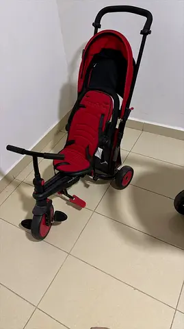 3-in-1 Red Tricycle Stroller with Push Handle - Good Condition