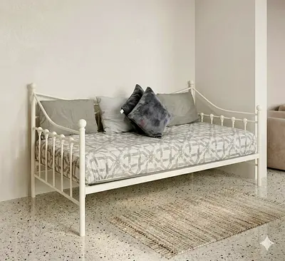 White Metal Daybed with Trundle-style Design (Single) - Good Condition