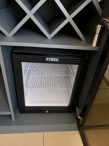 Small under-counter glass door minibar fridge - used, good condition