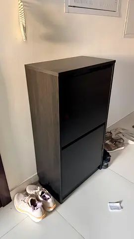 Urgent - Dark Wood Two-Tier Shoe Cabinet